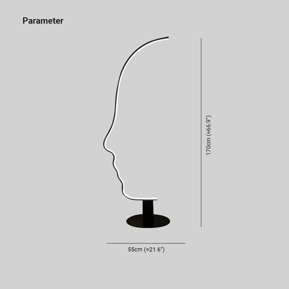 Edge Moderna Diseño Metal/Silicio LED Lámpara de Pie, Negra