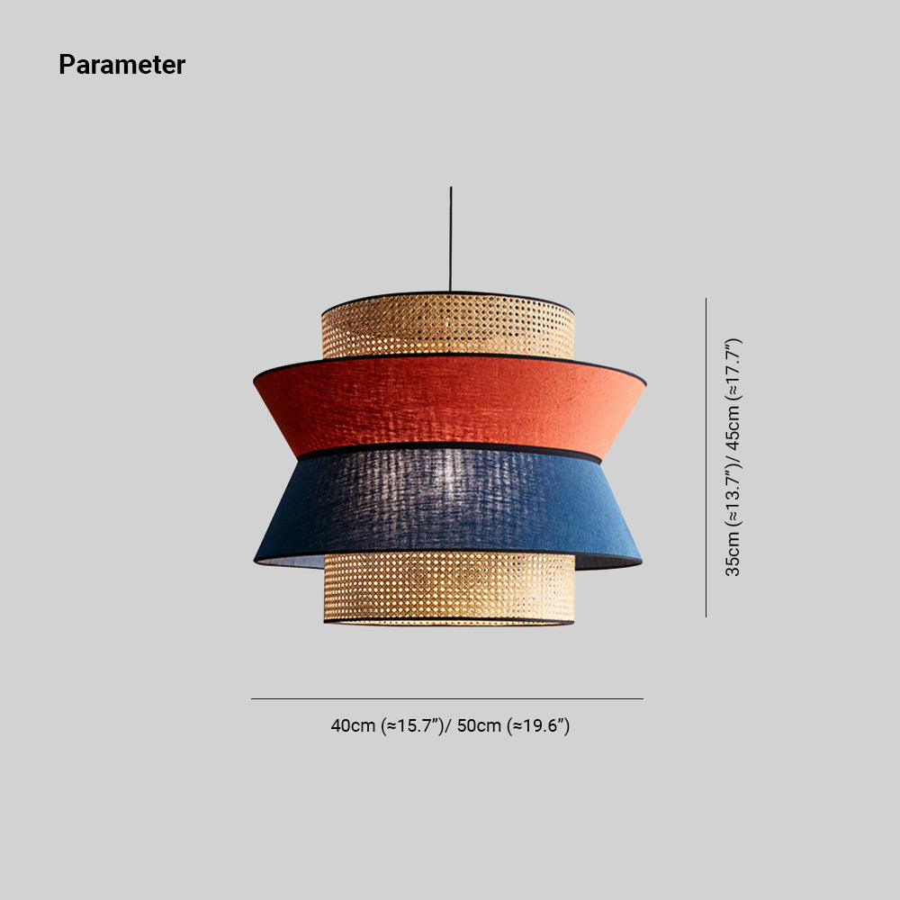 Ritta Moderna Geométrica Tela/Ratán Lámpara Colgante, Naranja/Azul