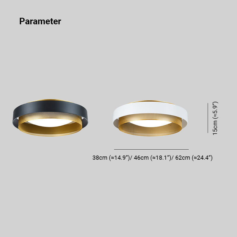 Quinn Lámpara de Techo Moderna Redonda,Metal,Negra/Blanca